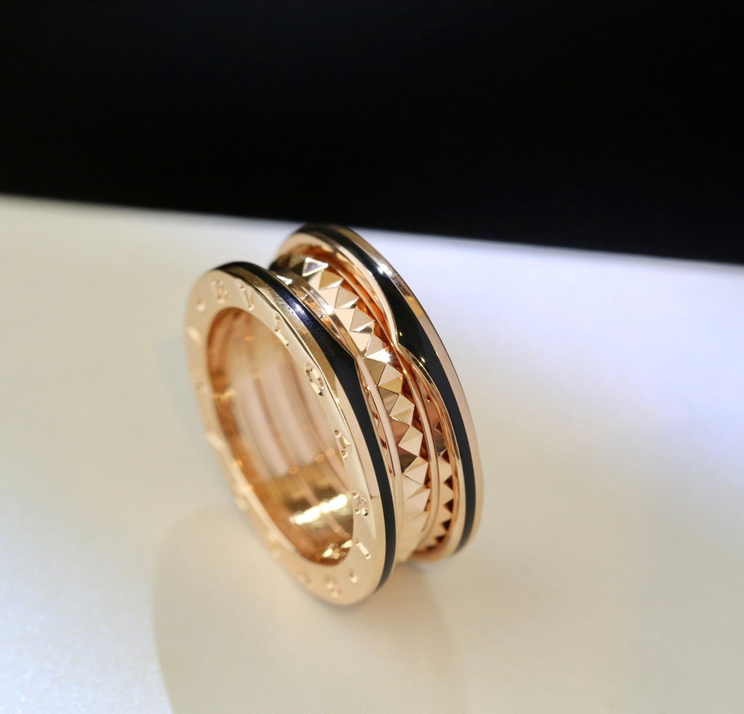 [⭐Hyrra Jewelry]ZERO 1 PINK GOLD BLACK CERAMIC RING