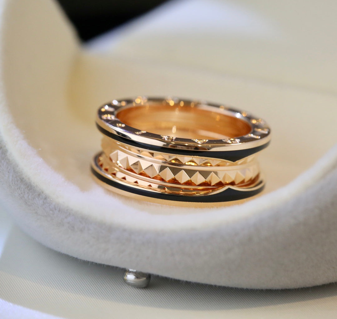 [⭐Hyrra Jewelry]ZERO 1 PINK GOLD BLACK CERAMIC RING