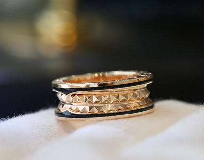 [⭐Hyrra Jewelry]ZERO 1 PINK GOLD BLACK CERAMIC RING