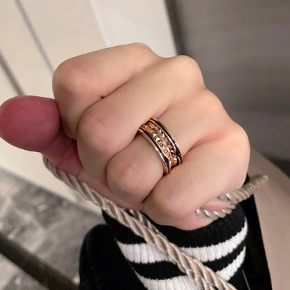 [⭐Hyrra Jewelry]ZERO 1 PINK GOLD BLACK CERAMIC RING