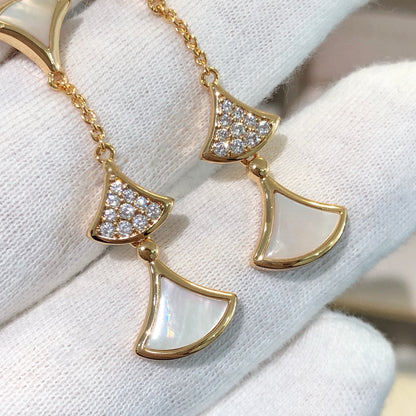 [⭐Hyrra Jewelry]DREAM EARRINGS 3 MOTIFS DIAMOND MOP PINK GOLD