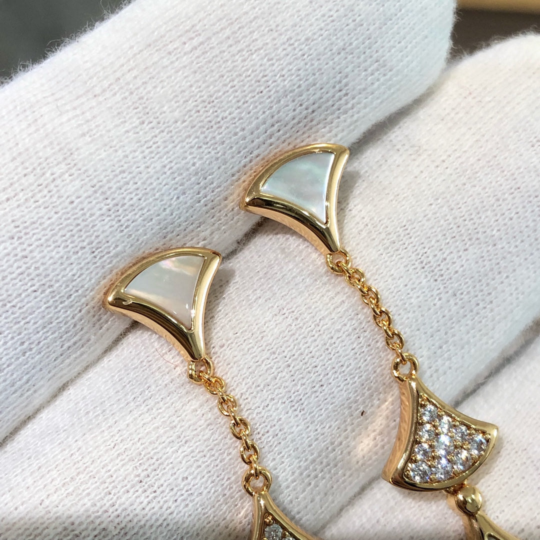 [⭐Hyrra Jewelry]DREAM EARRINGS 3 MOTIFS DIAMOND MOP PINK GOLD