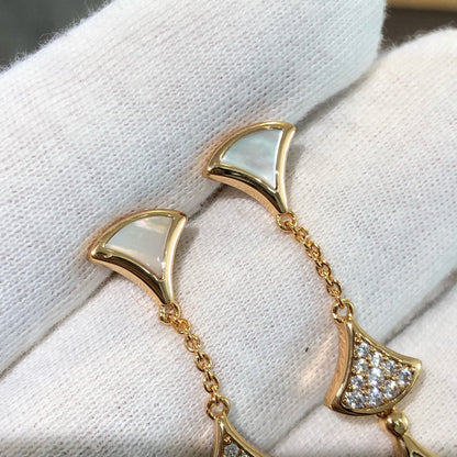 [⭐Hyrra Jewelry]DREAM EARRINGS 3 MOTIFS DIAMOND MOP PINK GOLD