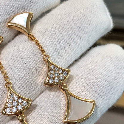 [⭐Hyrra Jewelry]DREAM EARRINGS 3 MOTIFS DIAMOND MOP PINK GOLD