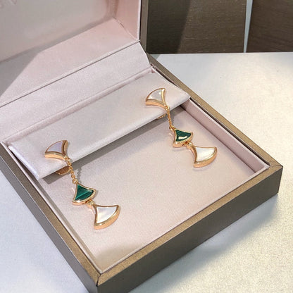 [⭐Hyrra Jewelry]DREAM EARRINGS 3 MOTIFS MALACHITE MOP PINK GOLD