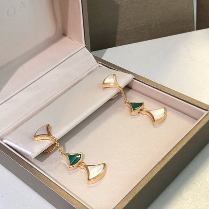 [⭐Hyrra Jewelry]DREAM EARRINGS 3 MOTIFS MALACHITE MOP PINK GOLD