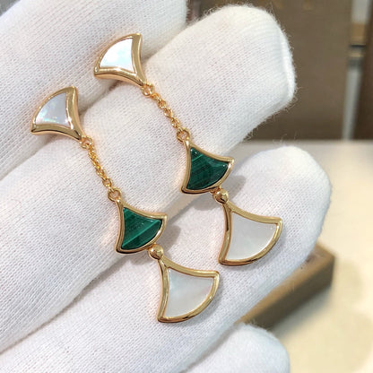 [⭐Hyrra Jewelry]DREAM EARRINGS 3 MOTIFS MALACHITE MOP PINK GOLD