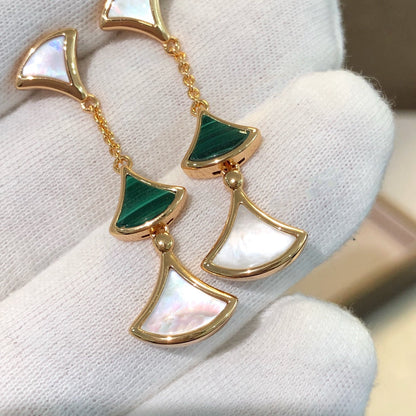 [⭐Hyrra Jewelry]DREAM EARRINGS 3 MOTIFS MALACHITE MOP PINK GOLD