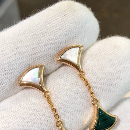 [⭐Hyrra Jewelry]DREAM EARRINGS 3 MOTIFS MALACHITE MOP PINK GOLD