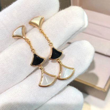 [⭐Hyrra Jewelry]DREAM EARRINGS 3 MOTIFS ONYX MOP PINK GOLD