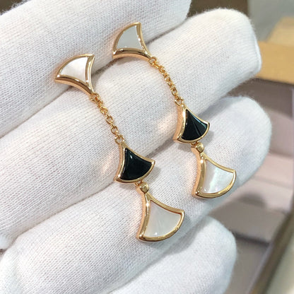[⭐Hyrra Jewelry]DREAM EARRINGS 3 MOTIFS ONYX MOP PINK GOLD