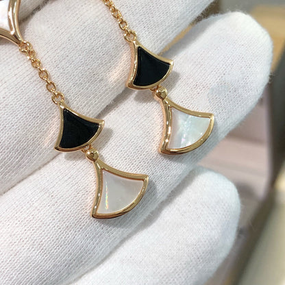 [⭐Hyrra Jewelry]DREAM EARRINGS 3 MOTIFS ONYX MOP PINK GOLD