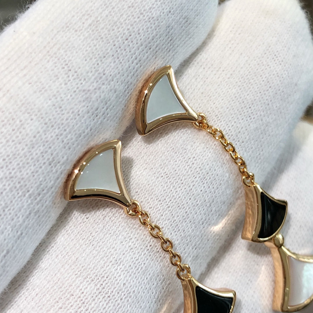 [⭐Hyrra Jewelry]DREAM EARRINGS 3 MOTIFS ONYX MOP PINK GOLD