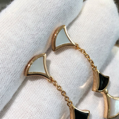 [⭐Hyrra Jewelry]DREAM EARRINGS 3 MOTIFS ONYX MOP PINK GOLD