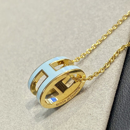[⭐Hyrra Jewelry]POP H LIGHT BLUE NECKLACE