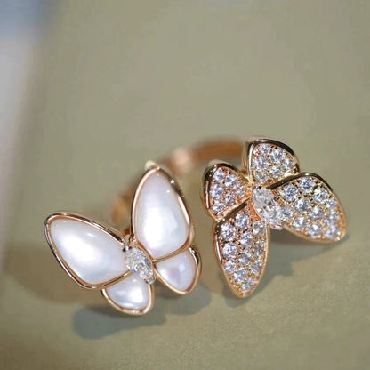 [⭐Hyrra Jewelry]TWIN BUTTERFLY DIAMOND MOP RING