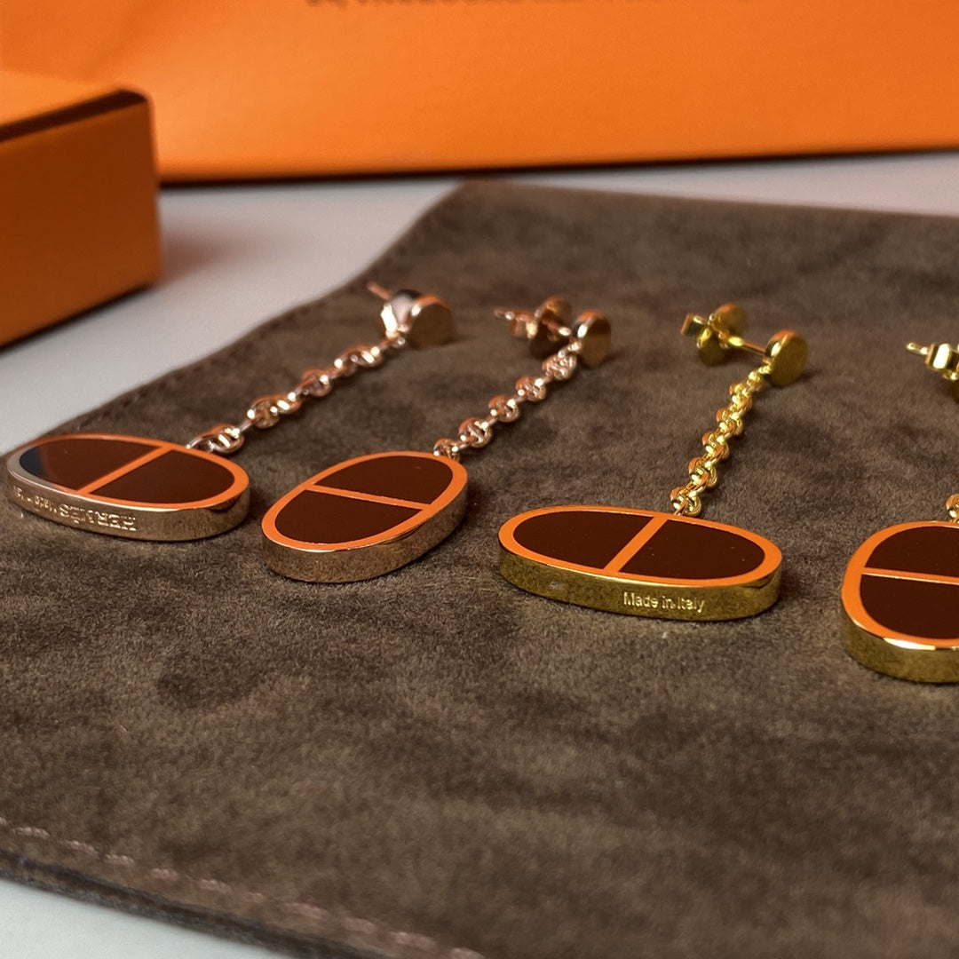 [⭐Hyrra Jewelry]CHAINE VERSO BLACK CERAMIC EARRINGS