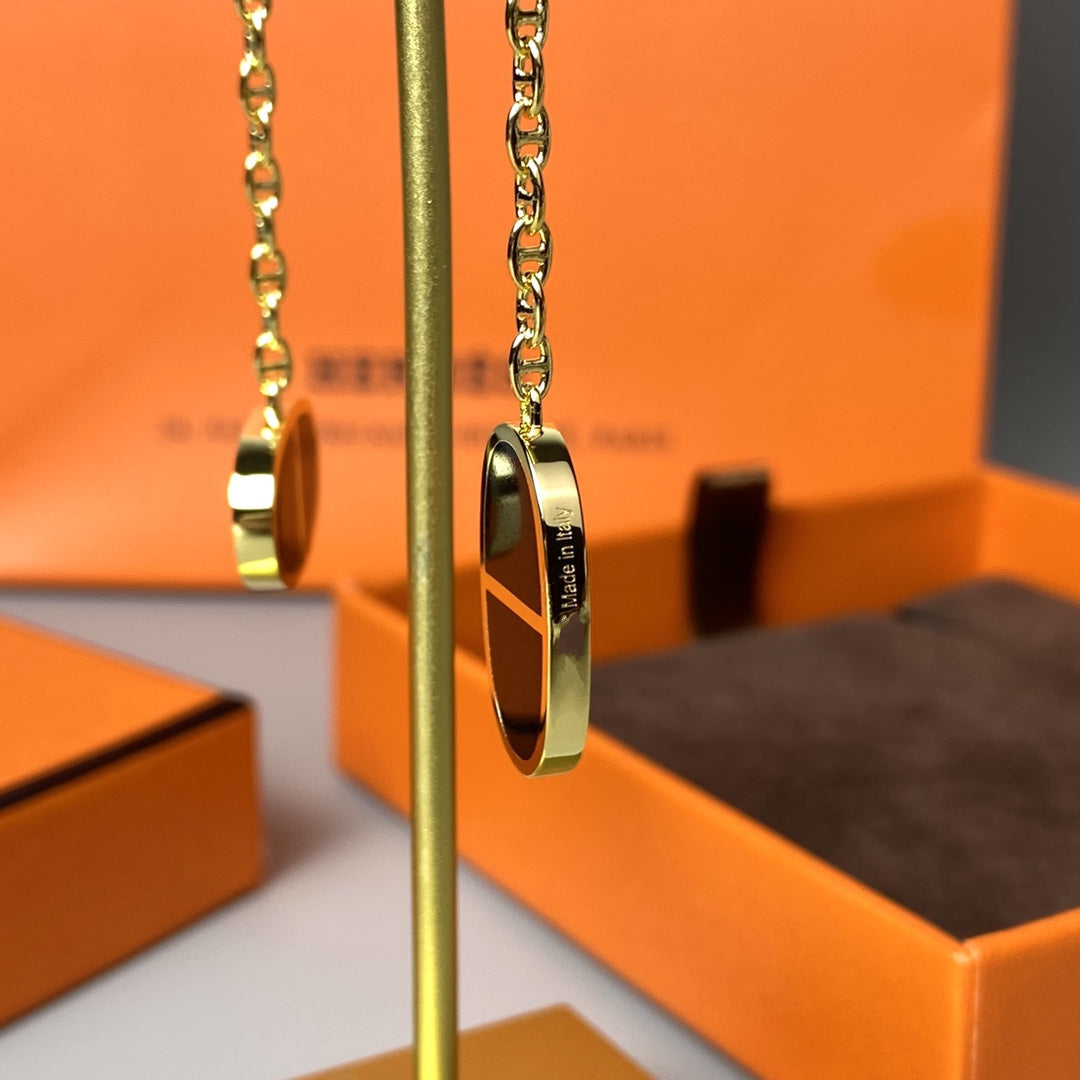 [⭐Hyrra Jewelry]CHAINE VERSO BLACK CERAMIC EARRINGS