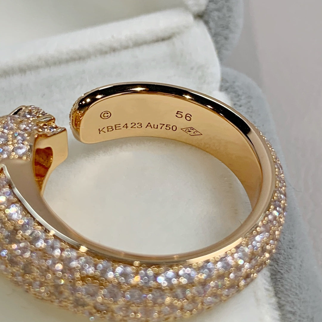 [⭐Hyrra Jewelry]PANTHERE PINK GOLD DIAMOND RING