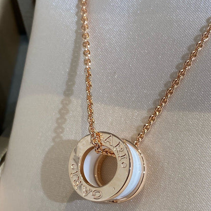 [⭐Hyrra Jewelry]ZERO 1 WHITE CERAMIC PINK GOLD NECKLACE