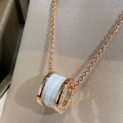 [⭐Hyrra Jewelry]ZERO 1 WHITE CERAMIC PINK GOLD NECKLACE
