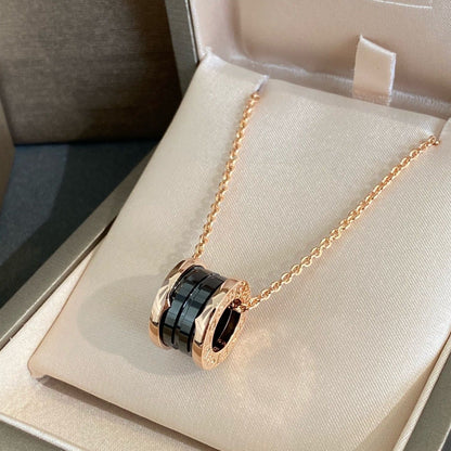 [⭐Hyrra Jewelry]ZERO 1 BLACK CERAMIC PINK GOLD NECKLACE