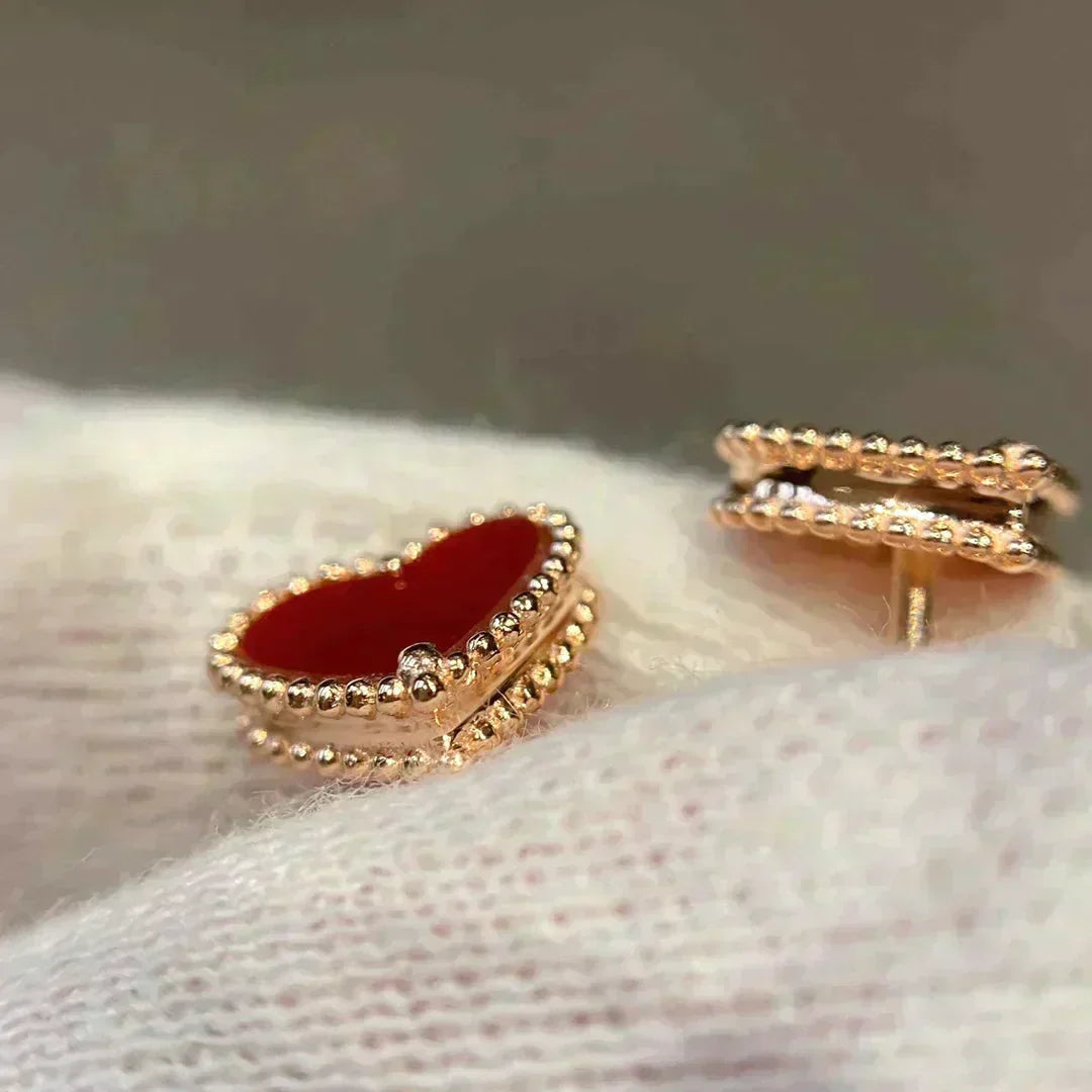 [⭐Hyrra Jewelry]HEART CARNELIAN STUD EARRINGS