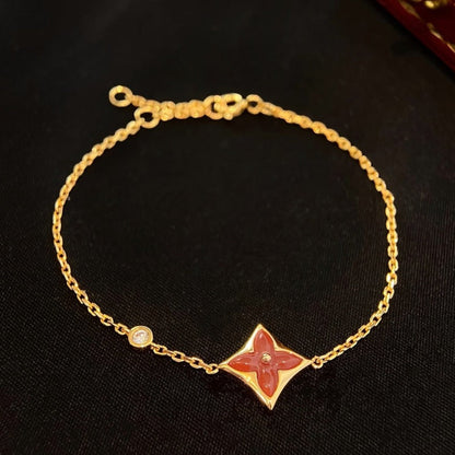 [⭐Hyrra Jewelry]COLOR STAR CARNELIAN PINK GOLD DIAMOND BRACELET