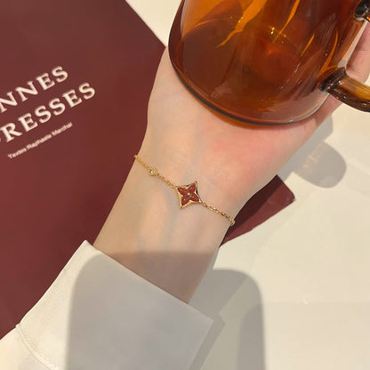 [⭐Hyrra Jewelry]COLOR STAR CARNELIAN PINK GOLD DIAMOND BRACELET
