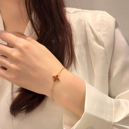 [⭐Hyrra Jewelry]COLOR STAR CARNELIAN PINK GOLD DIAMOND BRACELET