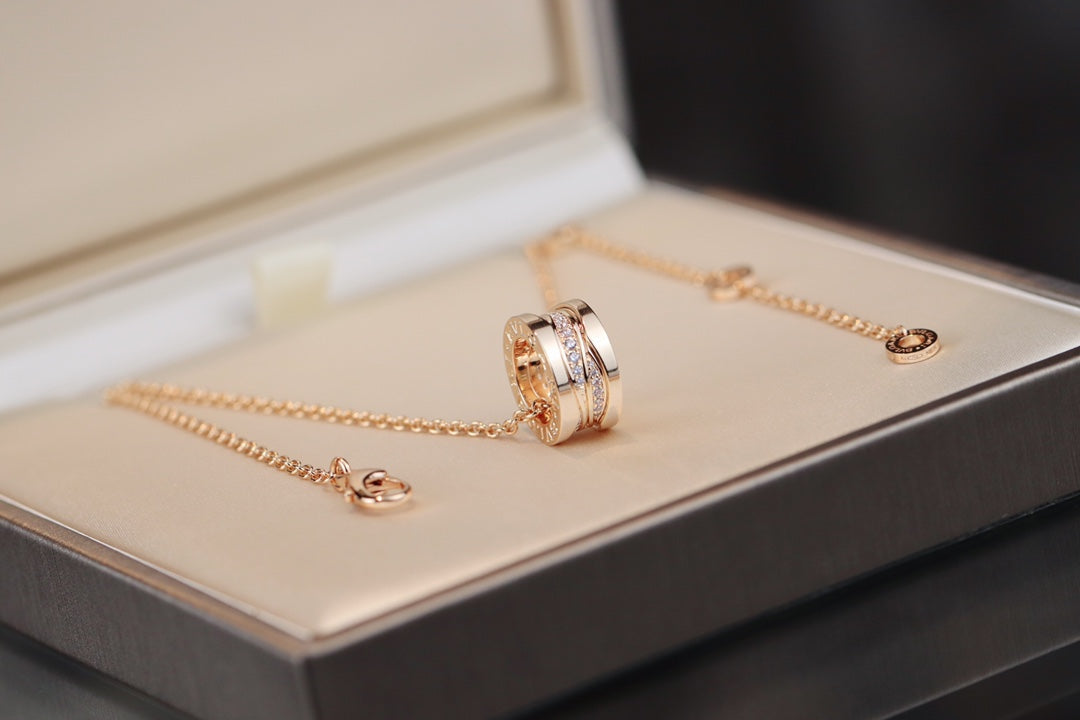 [⭐Hyrra Jewelry]ZERO 1 PINK GOLD DIAMOND NECKLACE