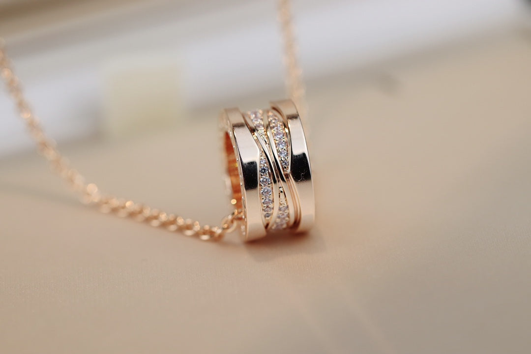 [⭐Hyrra Jewelry]ZERO 1 PINK GOLD DIAMOND NECKLACE