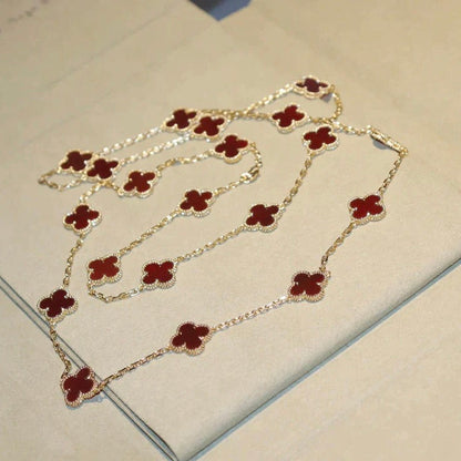 [⭐Hyrra Jewelry]CLOVER 20 MOTIFS CARNELIAN NECKLACE