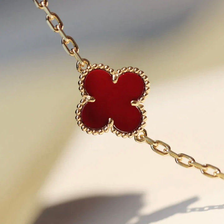 [⭐Hyrra Jewelry]CLOVER 20 MOTIFS CARNELIAN NECKLACE