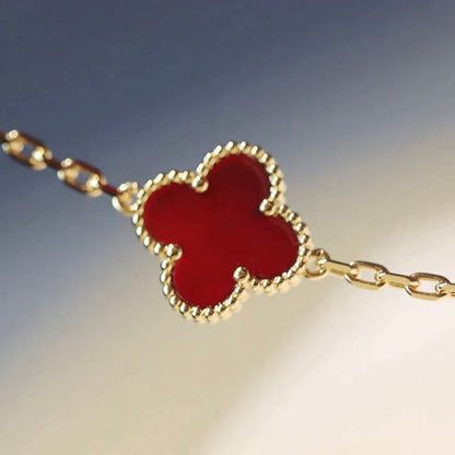 [⭐Hyrra Jewelry]CLOVER 20 MOTIFS CARNELIAN NECKLACE