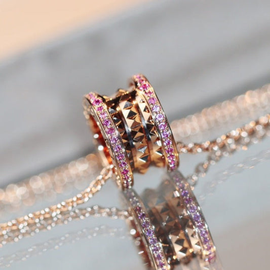[⭐Hyrra Jewelry]ZERO 1 ROCK PINK GOLD PINK DIAMOND NECKLACE