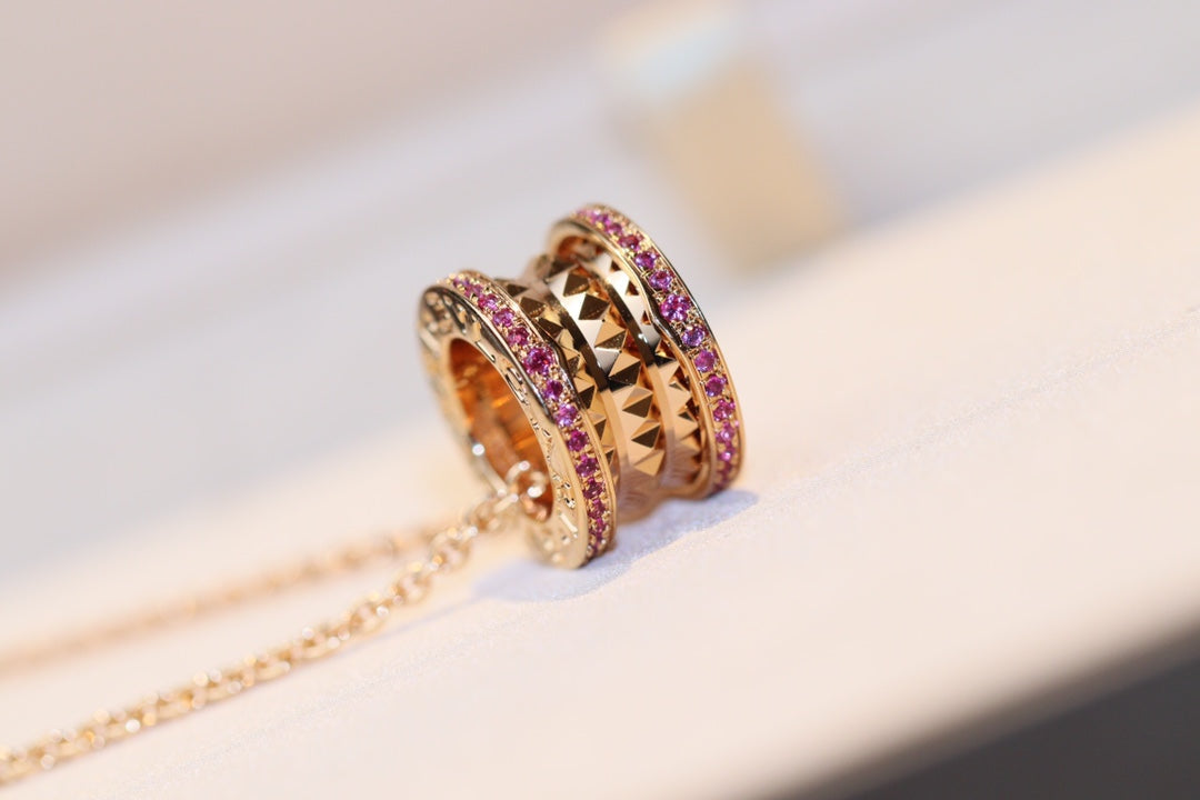 [⭐Hyrra Jewelry]ZERO 1 ROCK PINK GOLD PINK DIAMOND NECKLACE