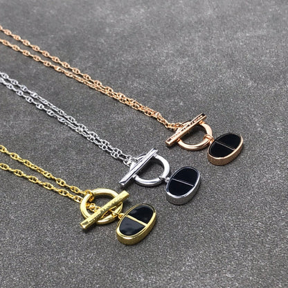 [⭐Hyrra Jewelry]CHAINE VERSO BLACK CERAMIC  NECKLACE
