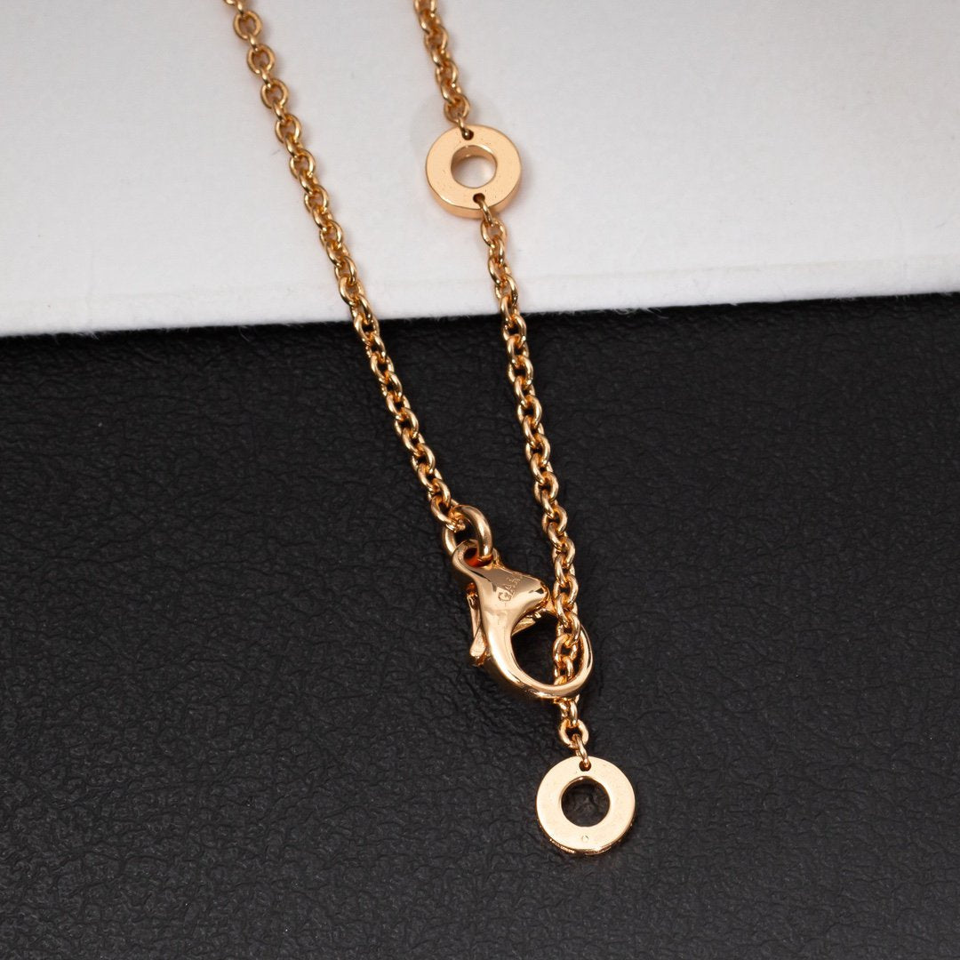 [⭐Hyrra Jewelry]ZERO 1 WHITE CERAMIC PINK GOLD DIAMOND NECKLACE