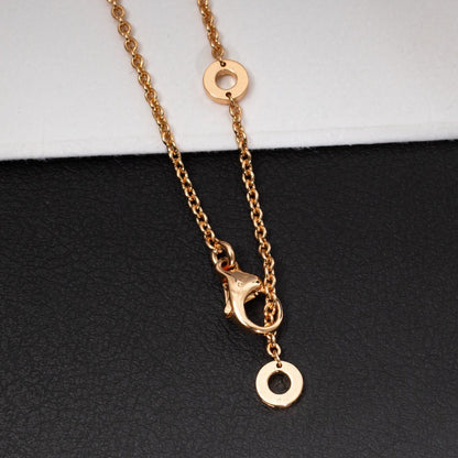 [⭐Hyrra Jewelry]ZERO 1 WHITE CERAMIC PINK GOLD DIAMOND NECKLACE