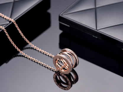 [⭐Hyrra Jewelry]ZERO 1 PINK GOLD DIAMOND OPEN NECKLACE