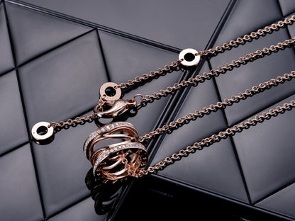 [⭐Hyrra Jewelry]ZERO 1 PINK GOLD DIAMOND OPEN NECKLACE