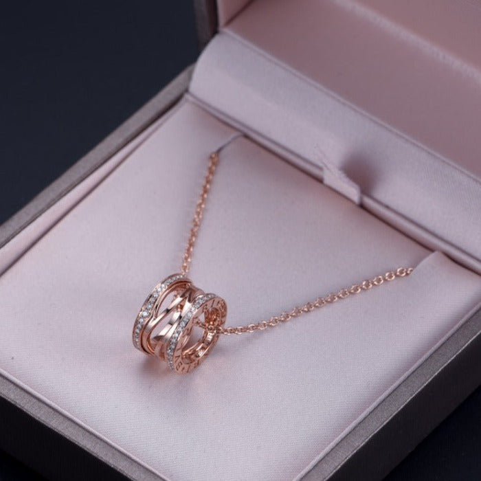 [⭐Hyrra Jewelry]ZERO 1 PINK GOLD DIAMOND OPEN NECKLACE