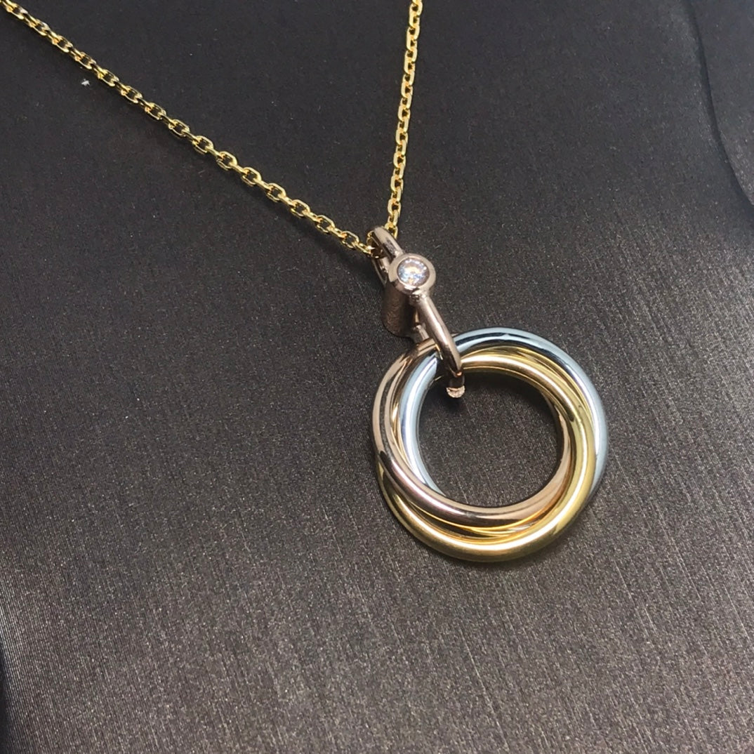 [⭐Hyrra Jewelry]TRINITY SILVER GOLD PINK GOLD NECKLACE