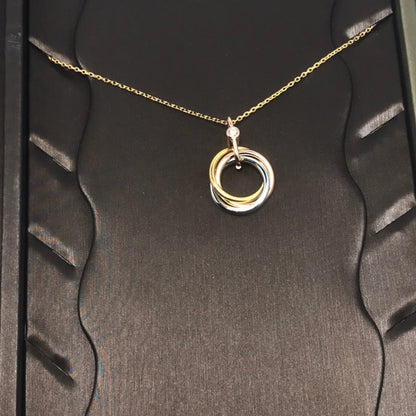 [⭐Hyrra Jewelry]TRINITY SILVER GOLD PINK GOLD NECKLACE