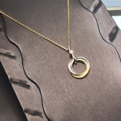 [⭐Hyrra Jewelry]TRINITY SILVER GOLD PINK GOLD NECKLACE