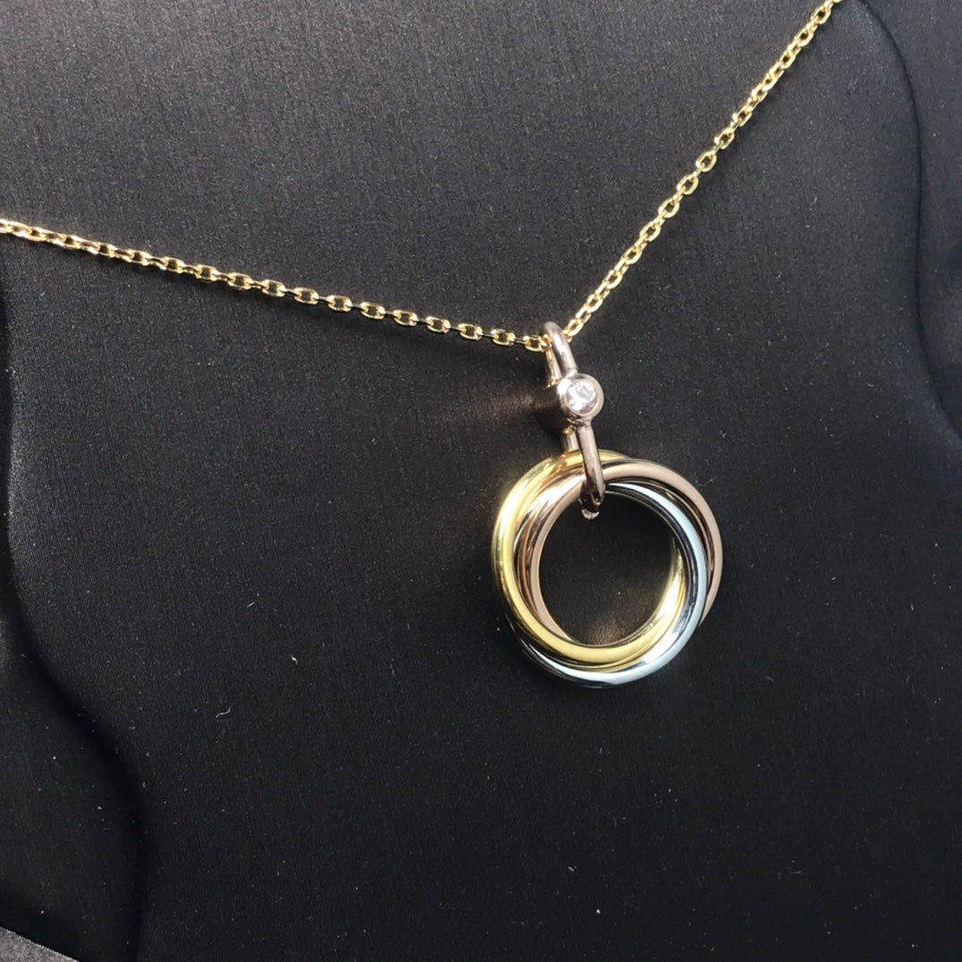 [⭐Hyrra Jewelry]TRINITY SILVER GOLD PINK GOLD NECKLACE