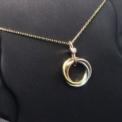 [⭐Hyrra Jewelry]TRINITY SILVER GOLD PINK GOLD NECKLACE