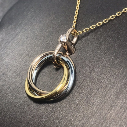 [⭐Hyrra Jewelry]TRINITY SILVER GOLD PINK GOLD NECKLACE