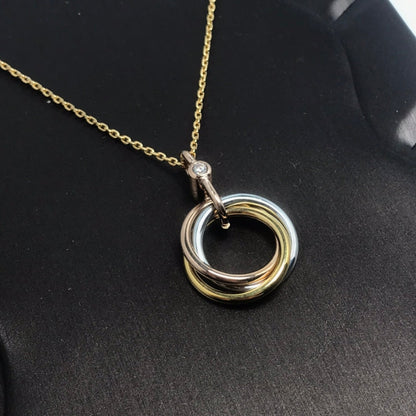 [⭐Hyrra Jewelry]TRINITY SILVER GOLD PINK GOLD NECKLACE